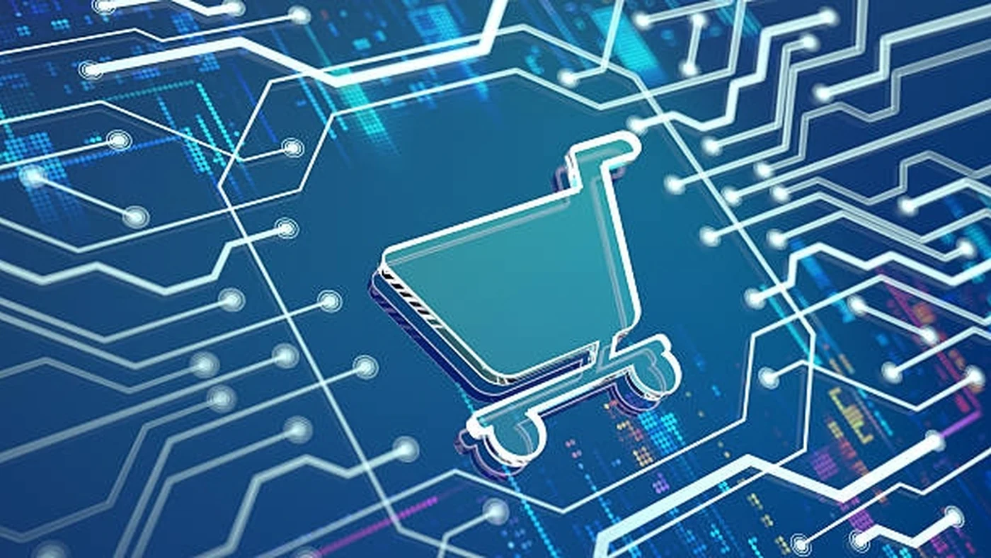Two professionals review an unlabeled digital retail journey beside an unbranded vehicle form.